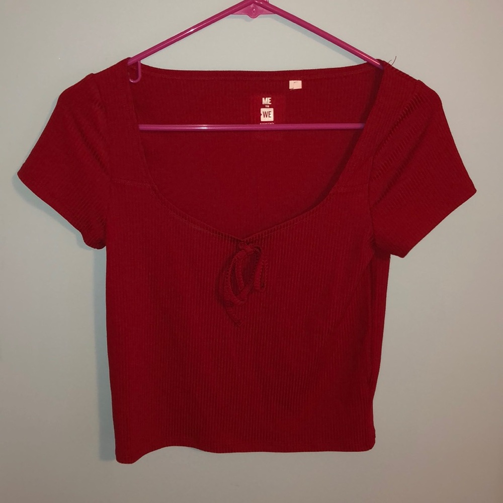 Red Tie Front Top